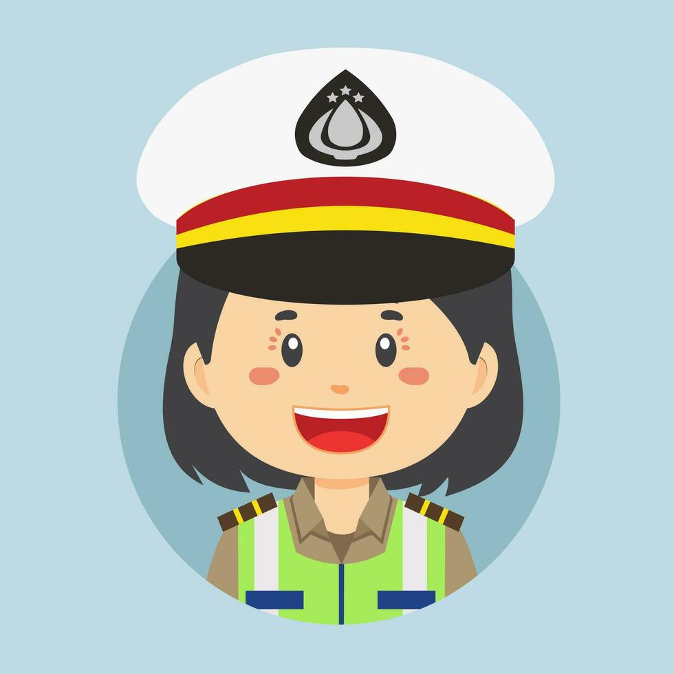 Avatar of Indonesian Traffic Police Character vector