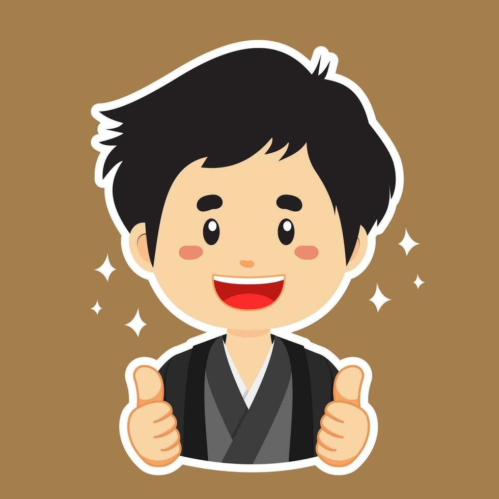 Happy Japanese Character Sticker vector