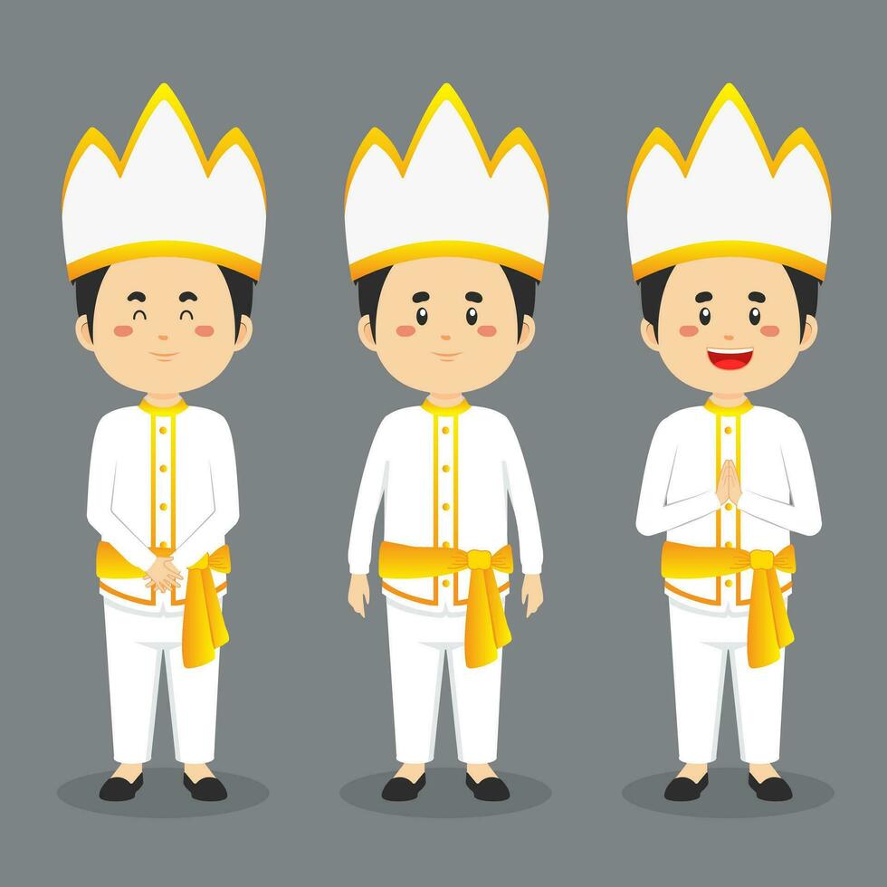 Avatar of a North Sulawesi Character with Various Expression vector