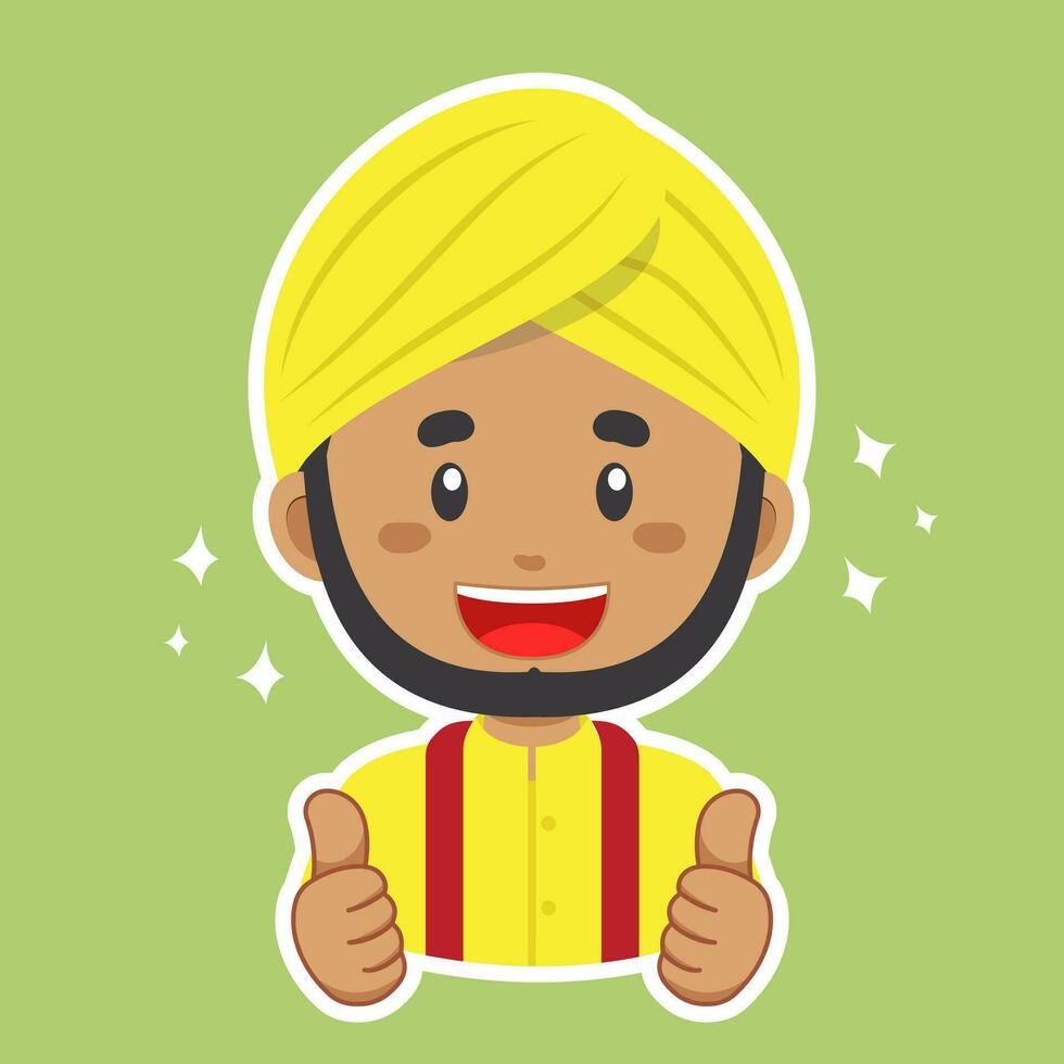 Happy Indian Character Sticker vector