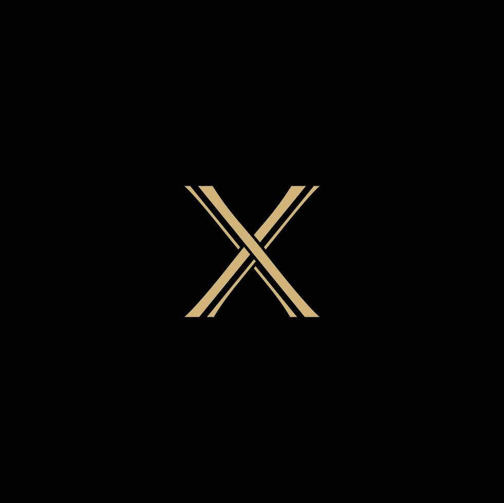 oro letra X icono logo diseño vector