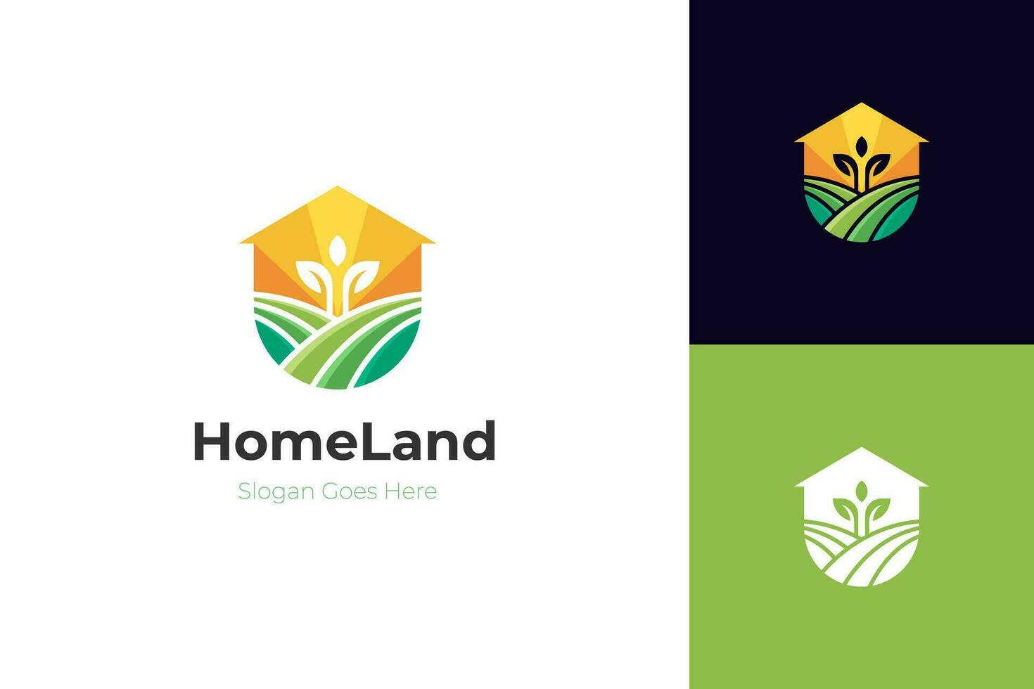 diseño de logotipo de casa verde natural diseño de icono de símbolo de vector de estilo de arte de línea con concepto de hogar de círculo de hojas, diseño de logotipo de hogar ecológico