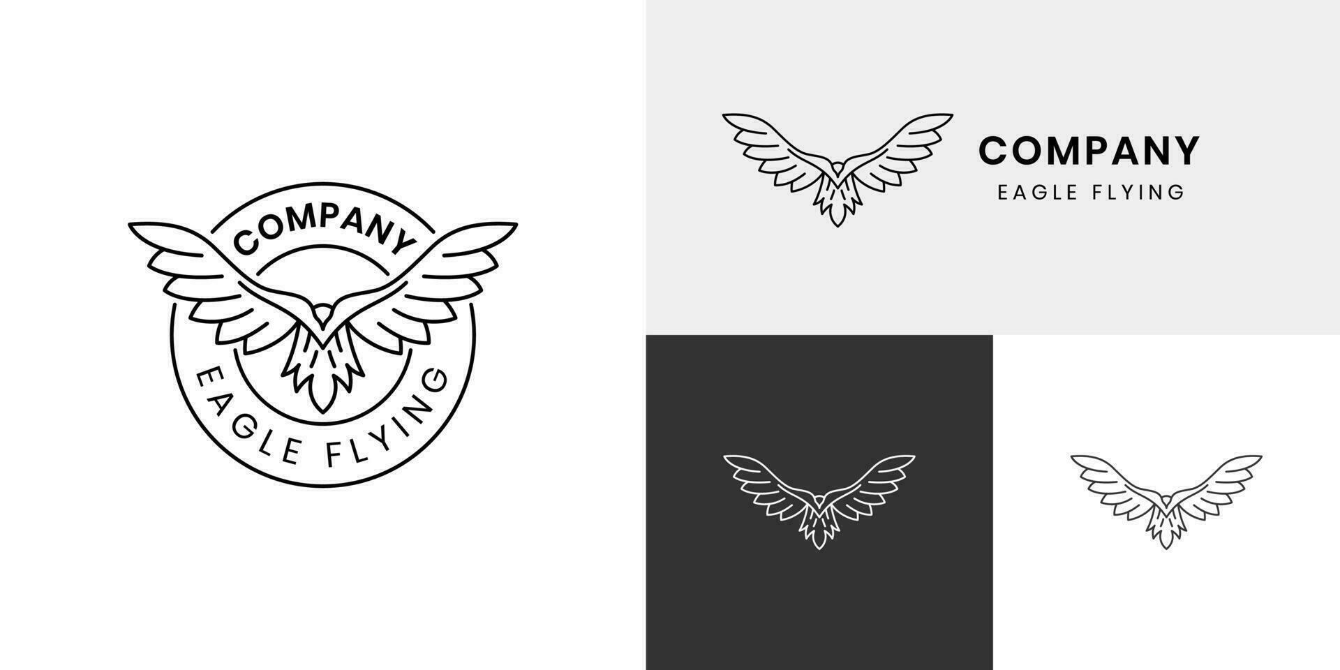 awesome phoenix wings gradient logo illustration and black silhouette bird eagle logo design vector