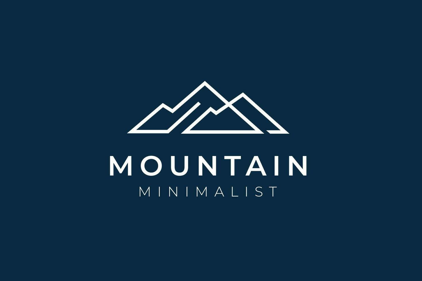 Simple modern mountain adventure line logo design, minimalist line art mountains graphic element icon logo design vector