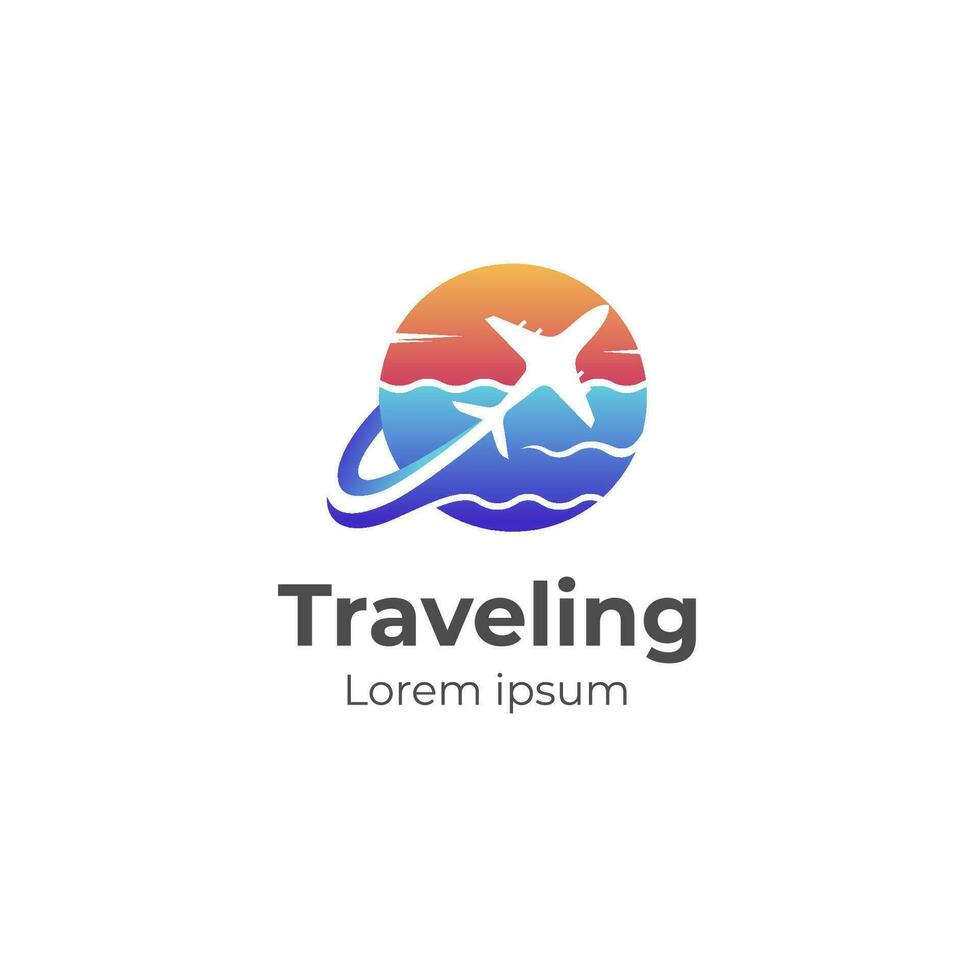 Air travel logo icon design with airplane element for travel agency, transport, logistics delivery logo design vector