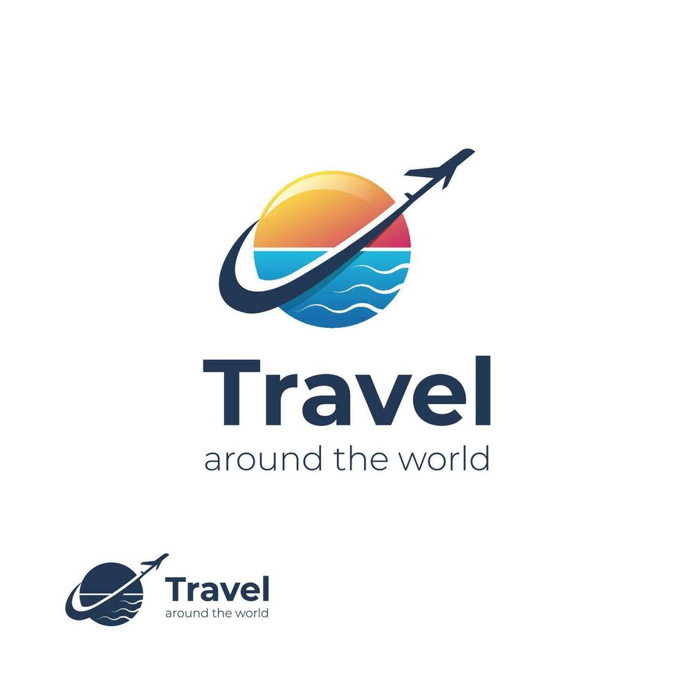 Air travel logo icon design with airplane element for travel agency, transport, logistics delivery logo design vector