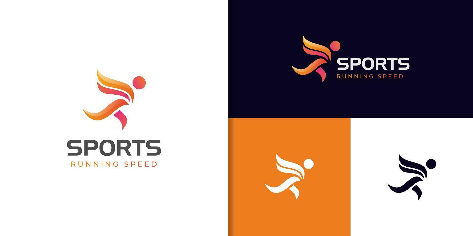 The Running man with feather speed symbol logo, creative concept, courier Delivery vector logo icon design