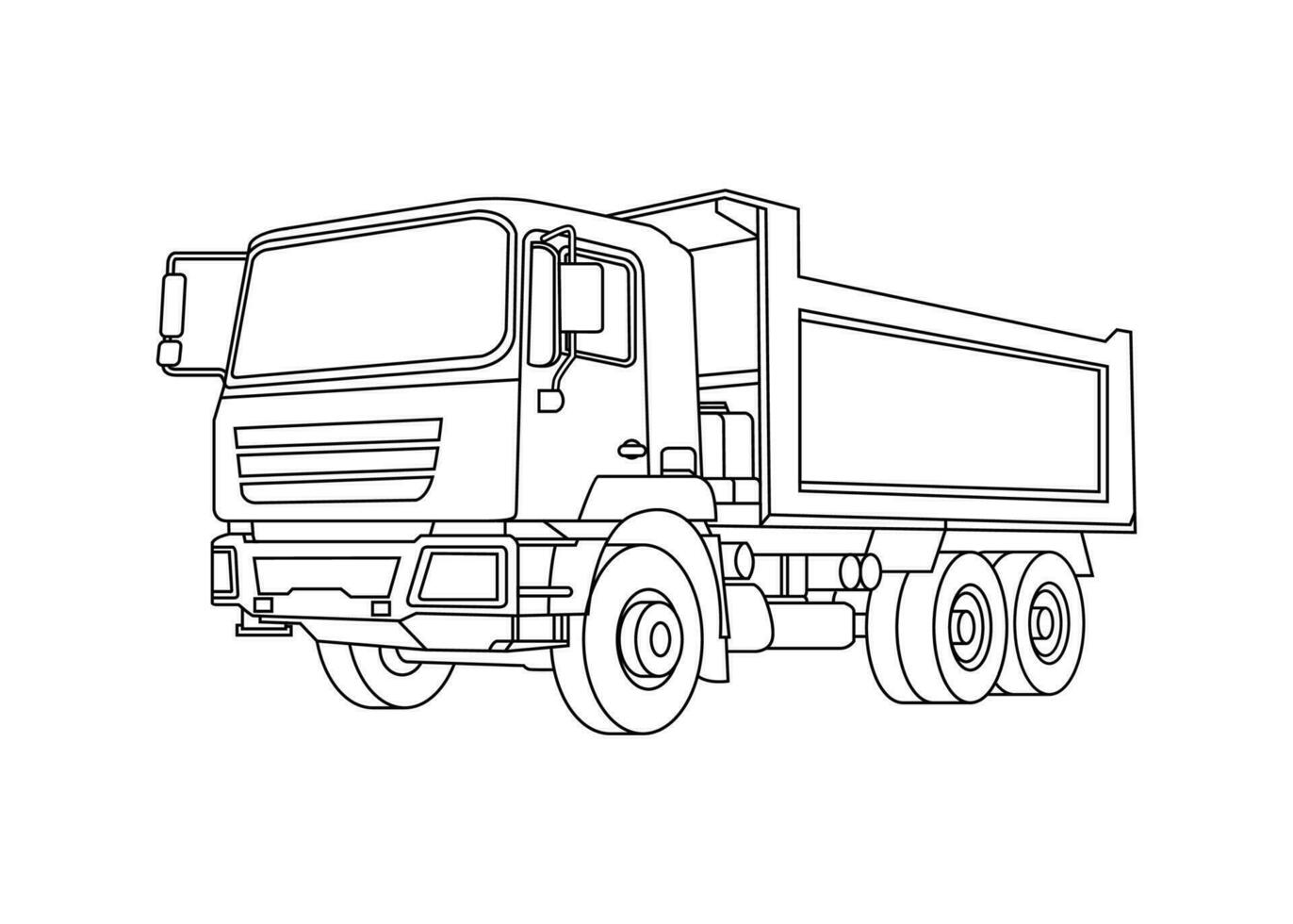 Truck line art vector illustration. Transportation outline stroke template. Vector eps 10