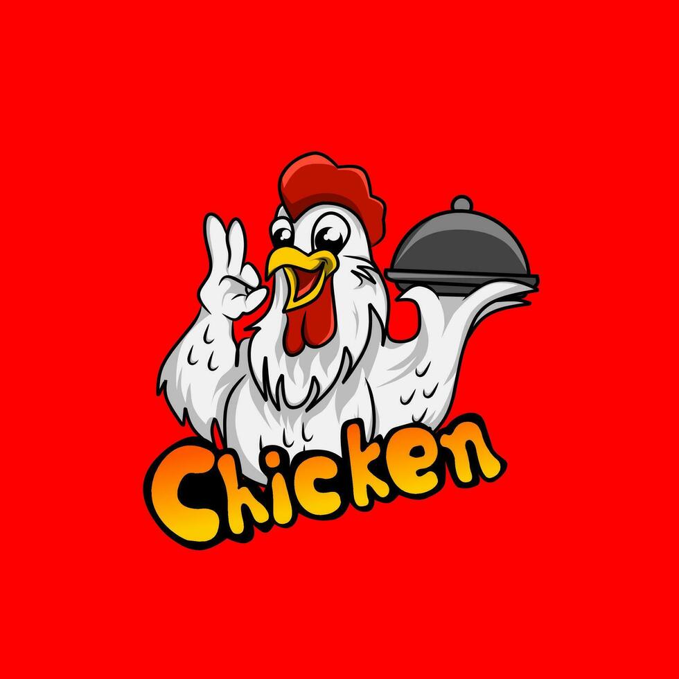 Chicken mascot logo design vector template