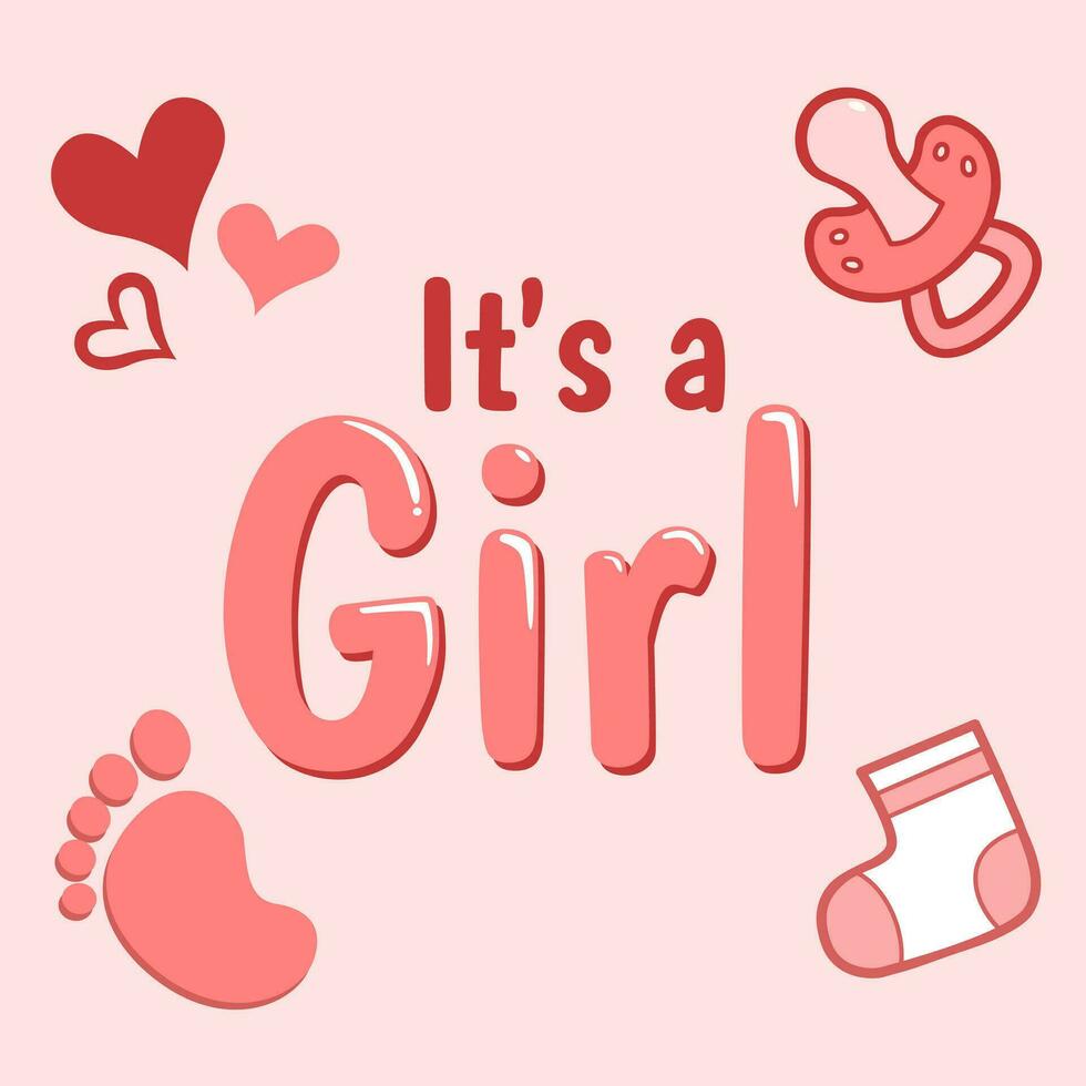 It's a Girl Newborn Card vector