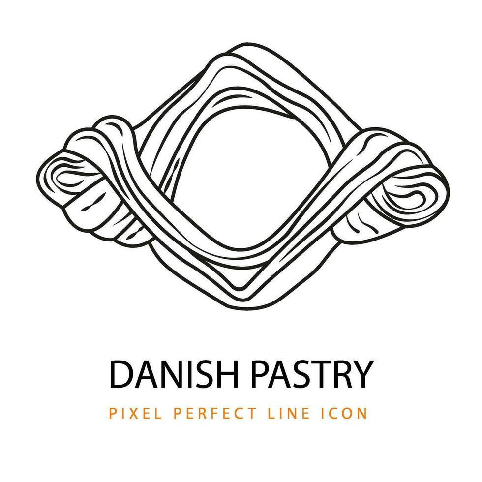 Danish Pastry Vector Line Art PNG SVG Icon Illustration