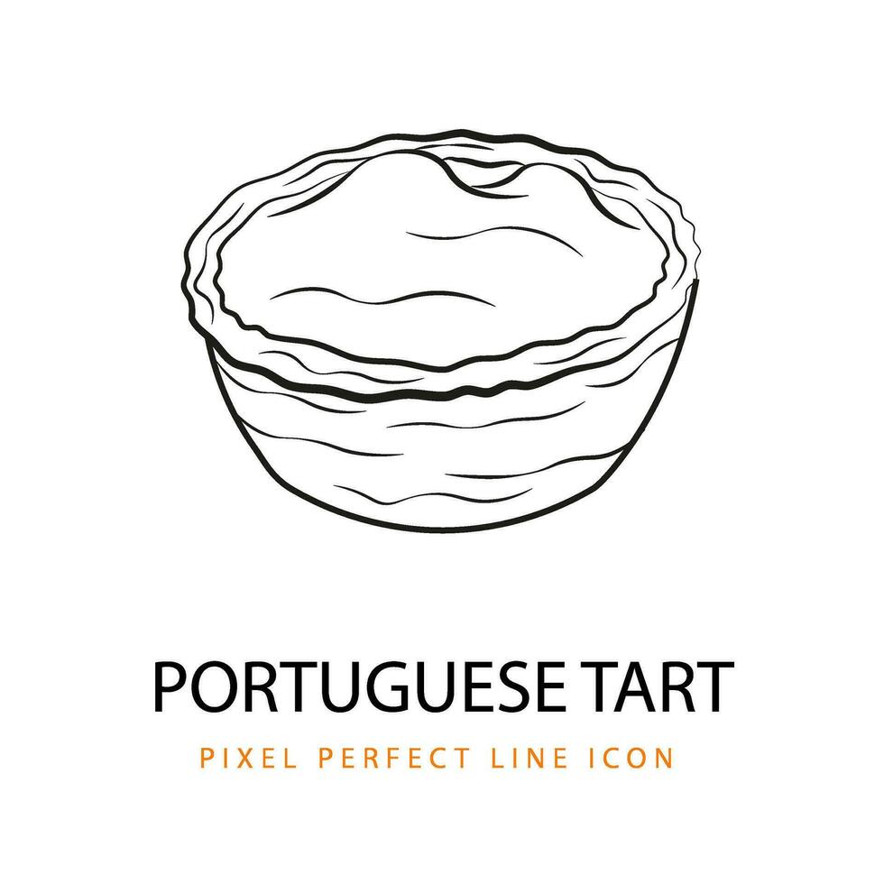Portuguese Tart Pastry Vector Line Art PNG SVG Icon Illustration Coloring Page