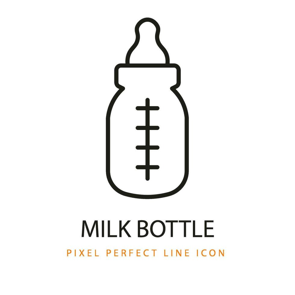 Milk Bottle Icon Line Art Pixel Perfect Infant Baby vector