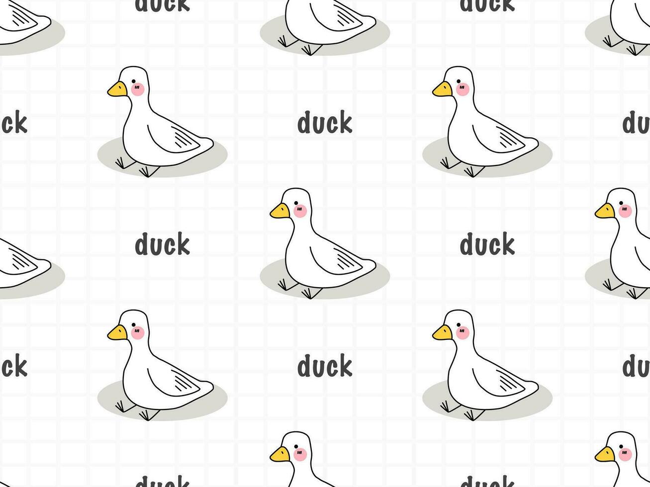 Duck cartoon character seamless pattern on white background vector