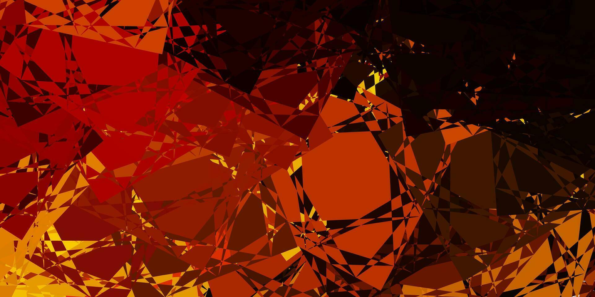 Dark Yellow vector backdrop with triangles, lines.