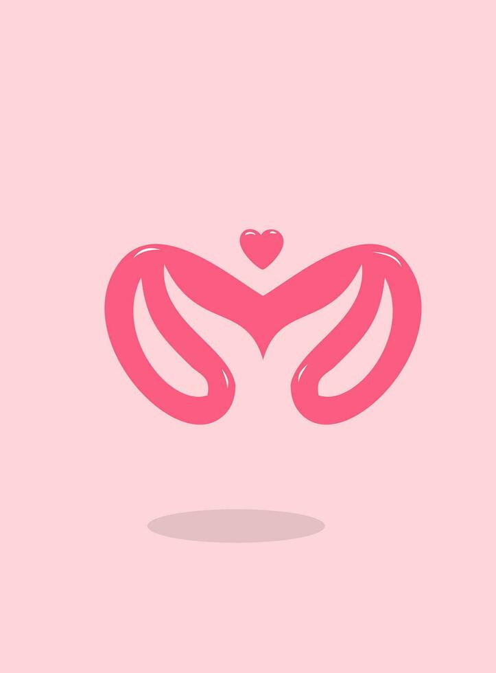 Logo letter M love letter A Cartoon Vector Icon Illustration Business Icon Concept Isolated Premium Vector. Flat Cartoon Style