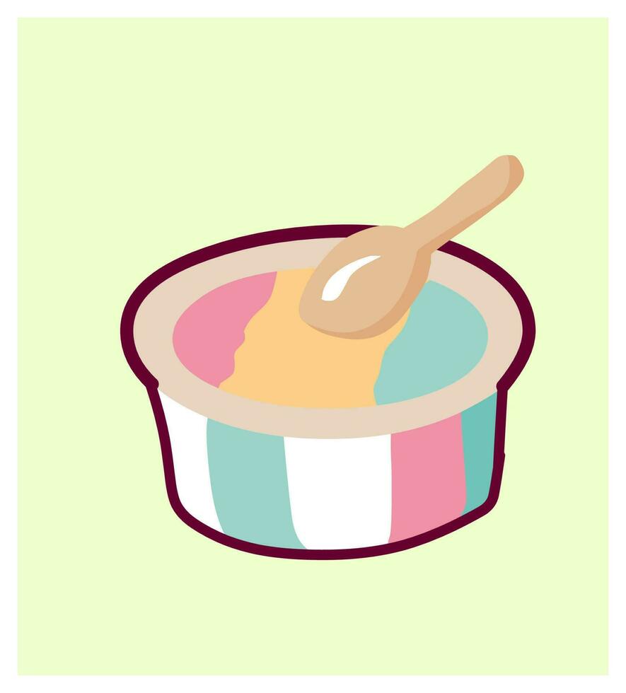 ice cream rainbow Logo Cartoon Vector Art Illustration