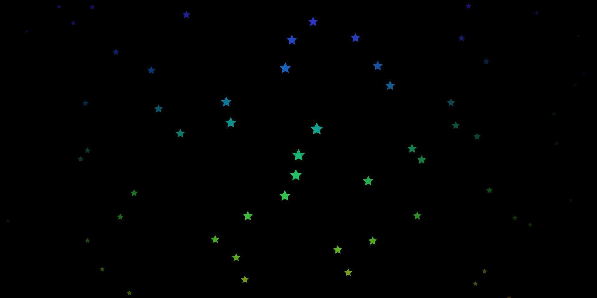 Fondo de vector multicolor oscuro con estrellas pequeñas y grandes.