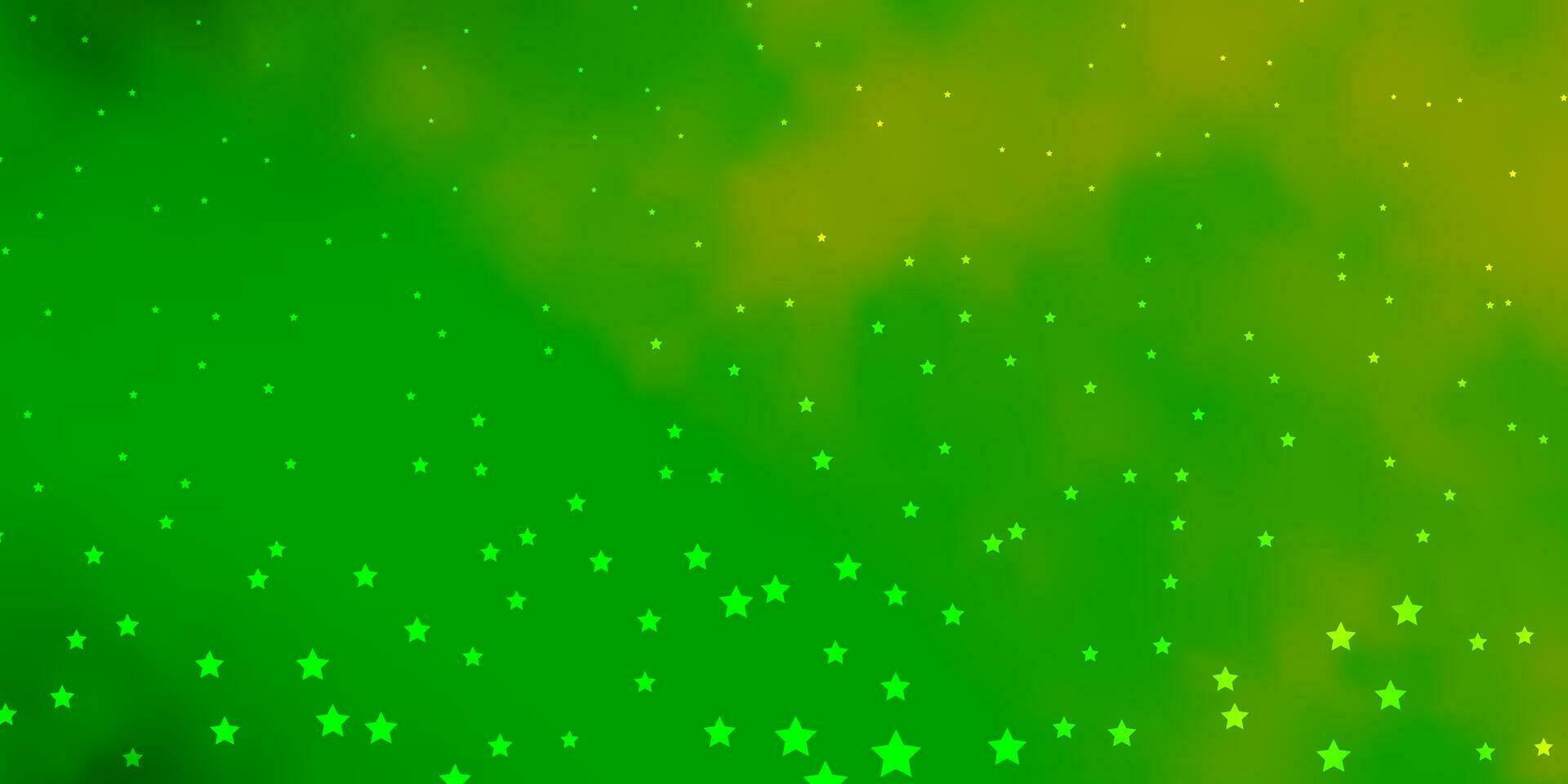 Dark Green, Yellow vector background with small and big stars.