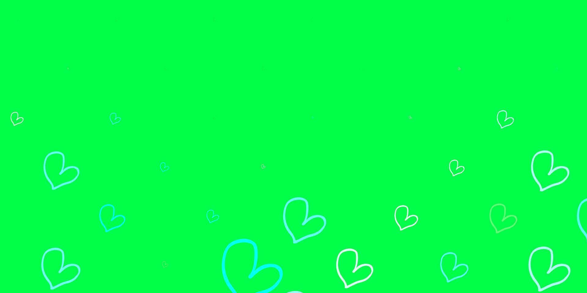 Light Blue, Green vector background with hearts.