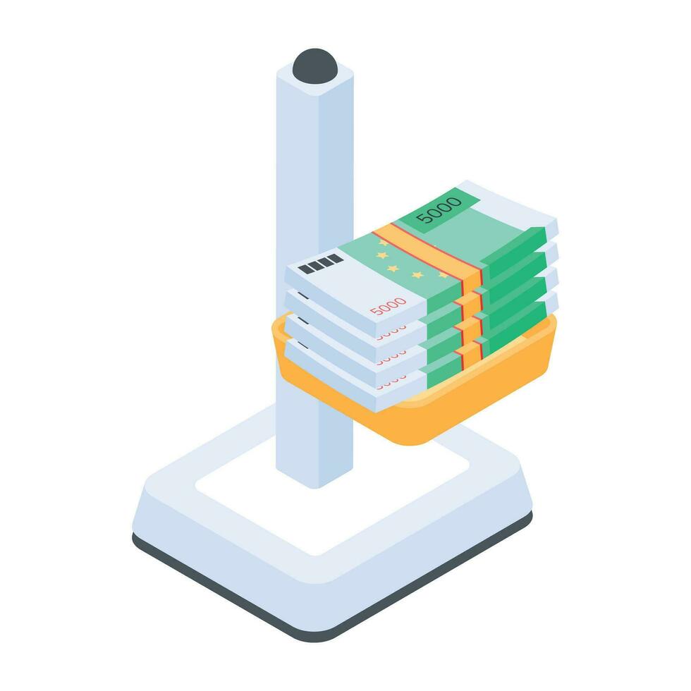 Customizable isometric icon of banknotes vector