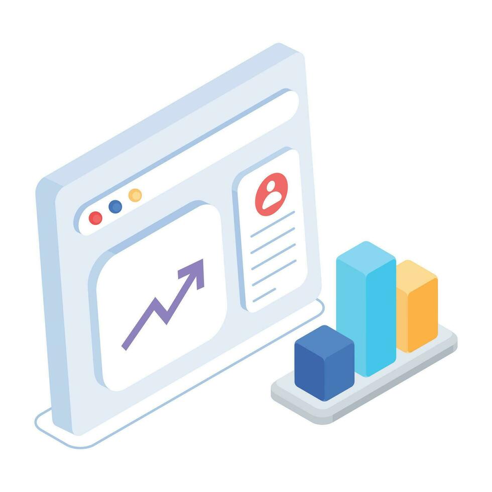 An isometric icon of bitcoin analytics vector