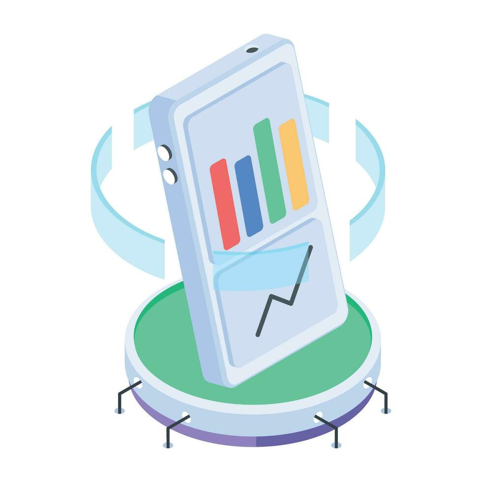 An isometric icon of bitcoin analytics vector