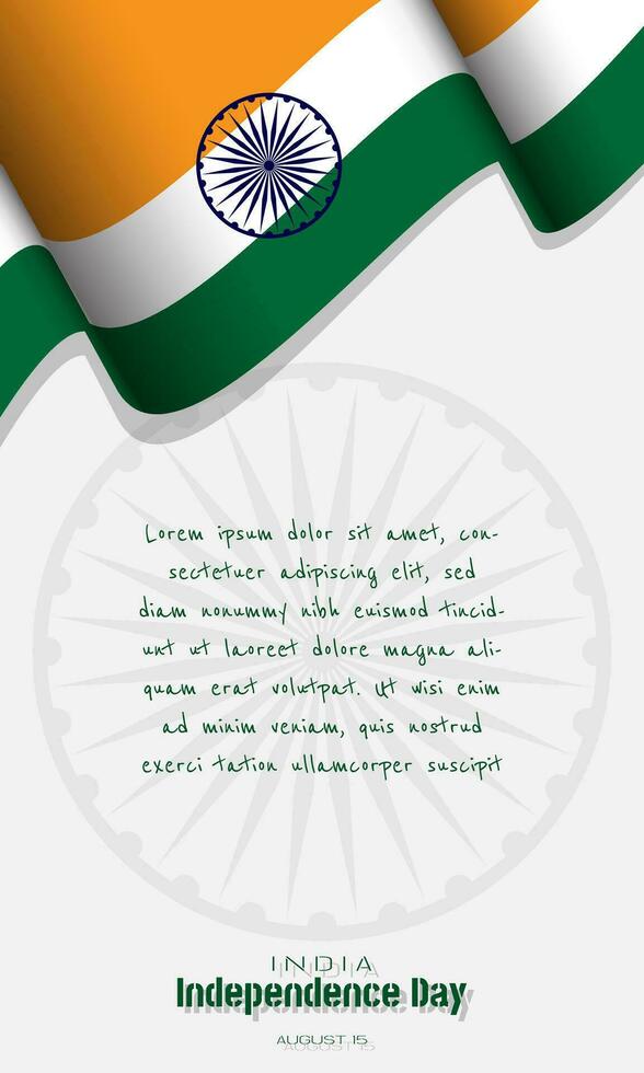 India Independence Day template with waving Indian flag and copy space area vector