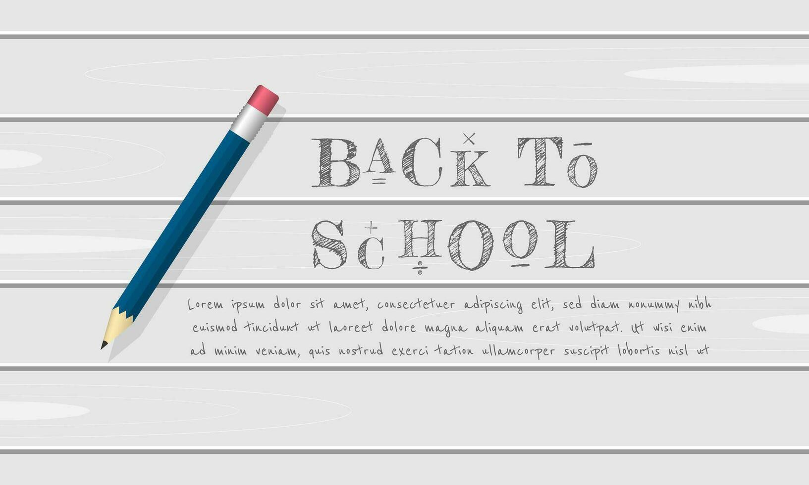 Back To School background with a pencil on the board and copy space area vector