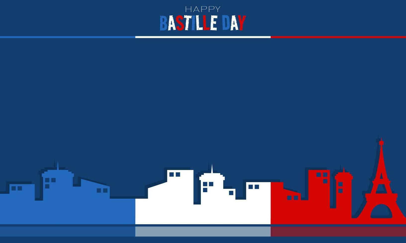 Happy Bastille Day background with colorful city and copy space area vector