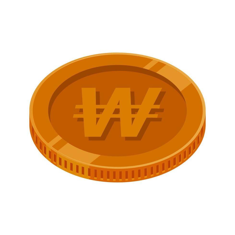 Korean Won Bronze Coin Money Copper Vector