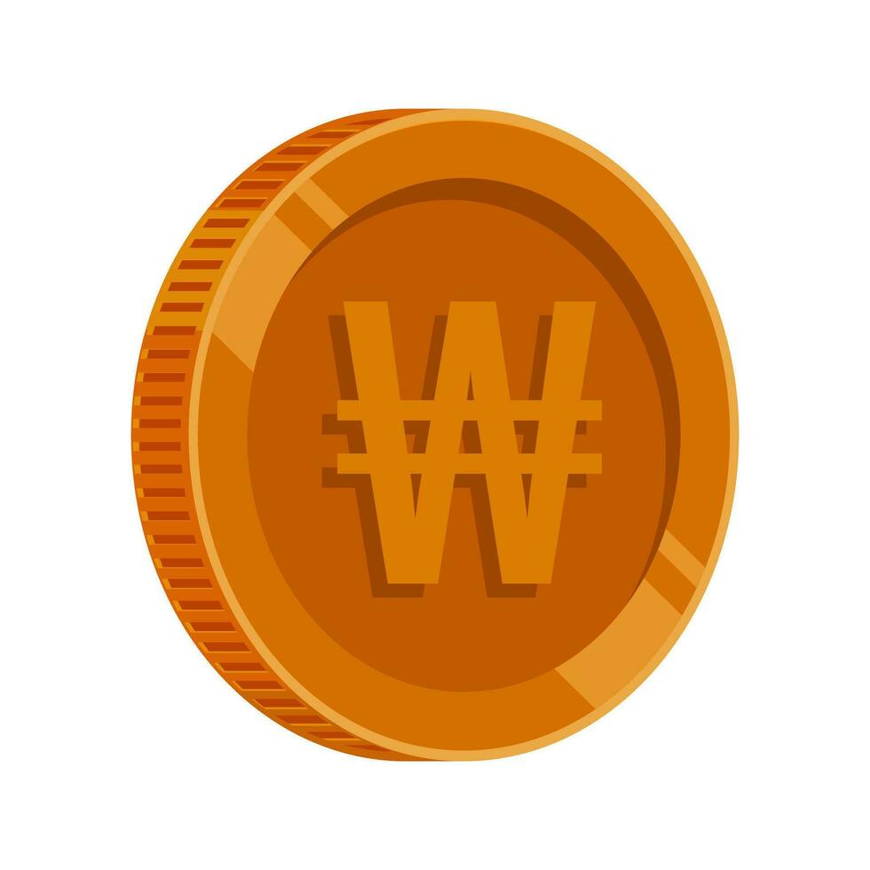 Won Coin Bronze Korean Money Copper Vector