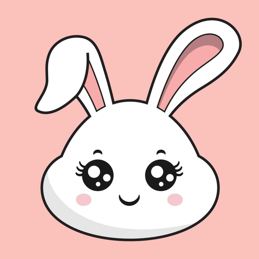 Rabbit Smile Face Bunny Head Kawaii Sticker vector