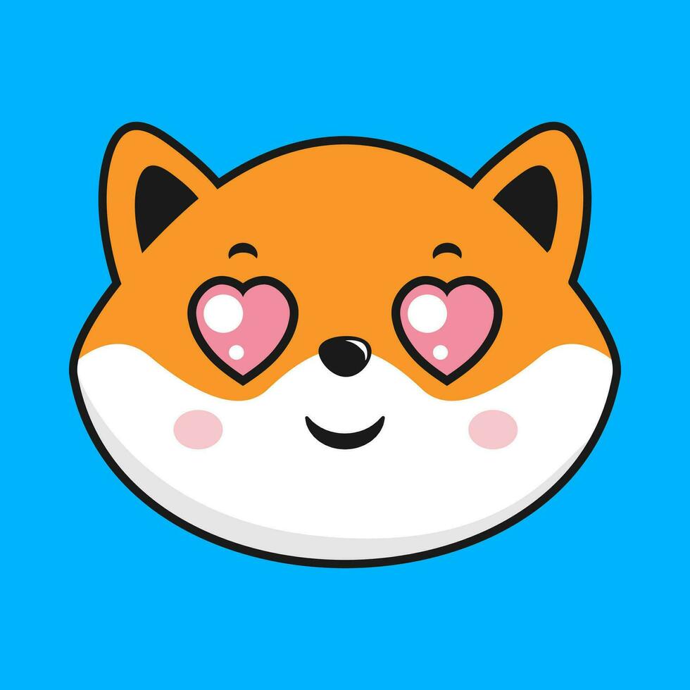 Shiba Inu Dog Heart Eyes Face Head Kawaii Sticker vector