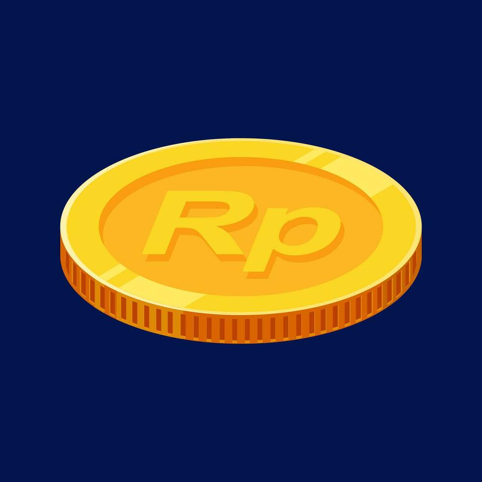 rupia oro moneda idr indonesio dinero vector