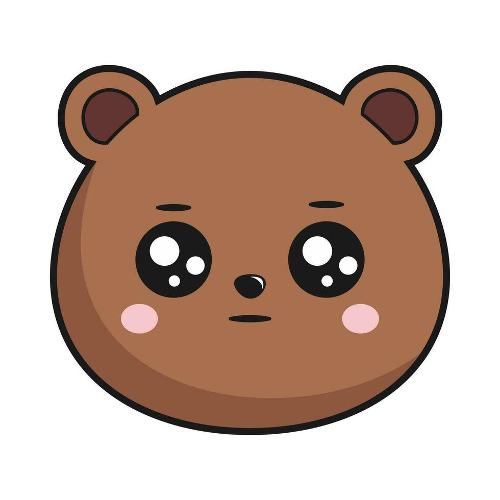 oso neutral cara cabeza kawaii pegatina aislado vector