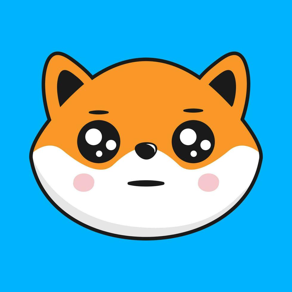 Shiba Inu Dog Neutral Face Head Kawaii Sticker vector