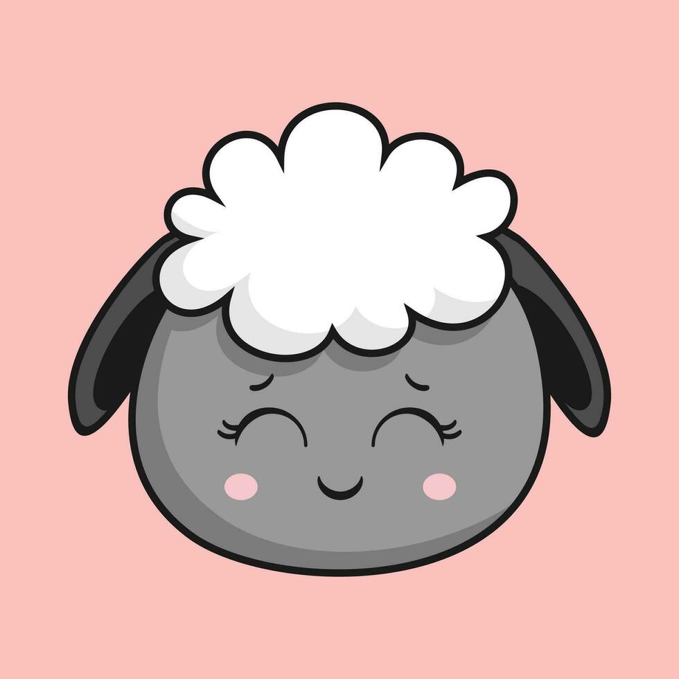 Sheep Shy Smile Face Cartoon Head Sheep Sticker vector