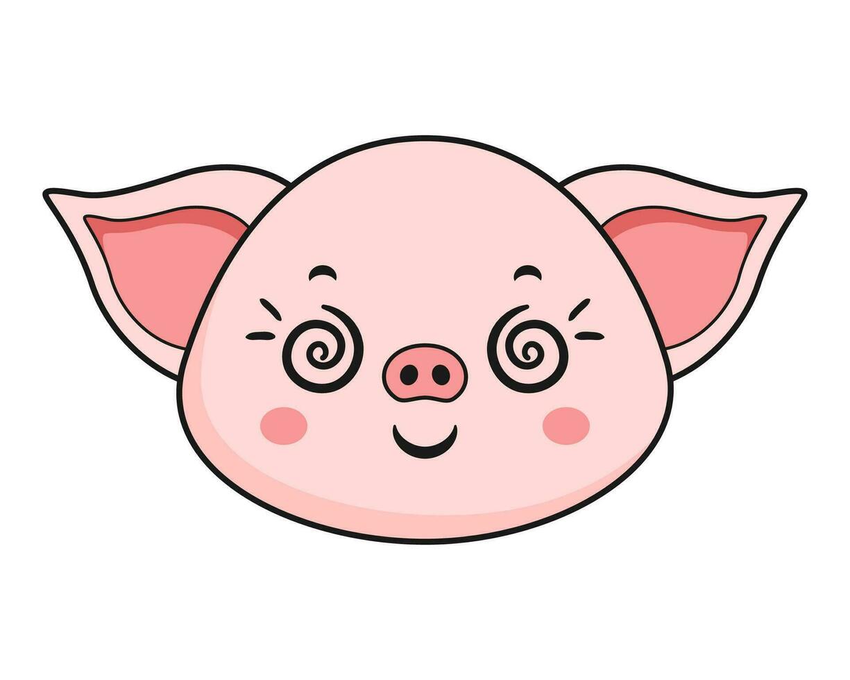 Pig Woozy Face Head Kawaii Sticker vector