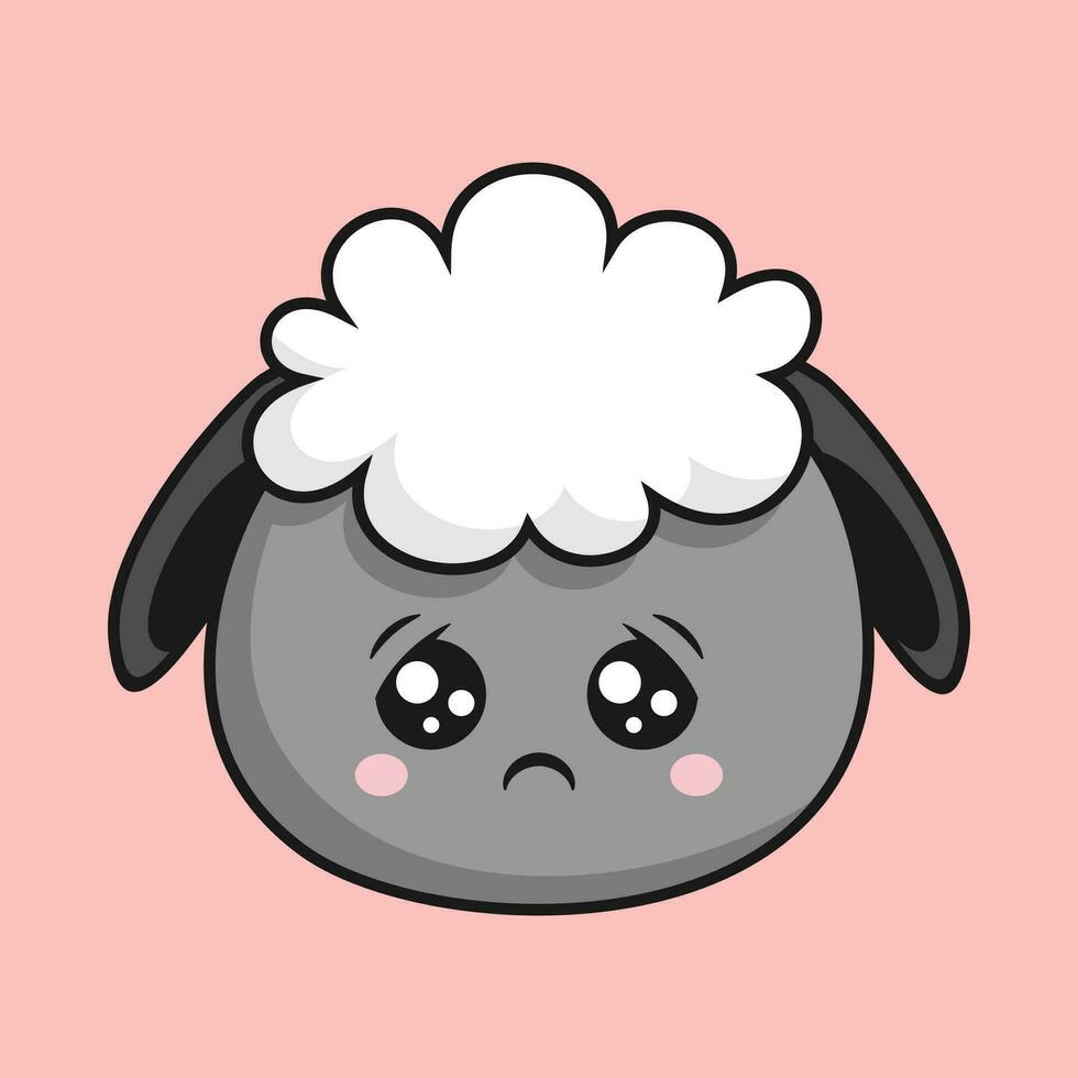 Sheep Worried Sad Face Cartoon Head Sheep Sticker vector
