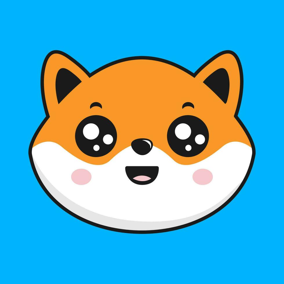 Shiba Inu Dog Smiling Face Head Kawaii Sticker vector