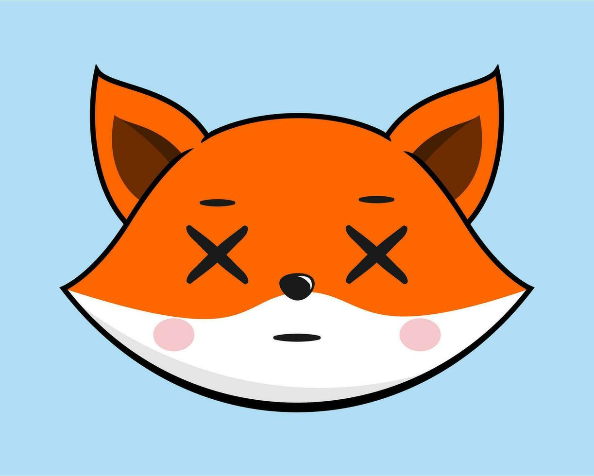 Fox Dizzy X Eye Face Head Kawaii Sticker vector