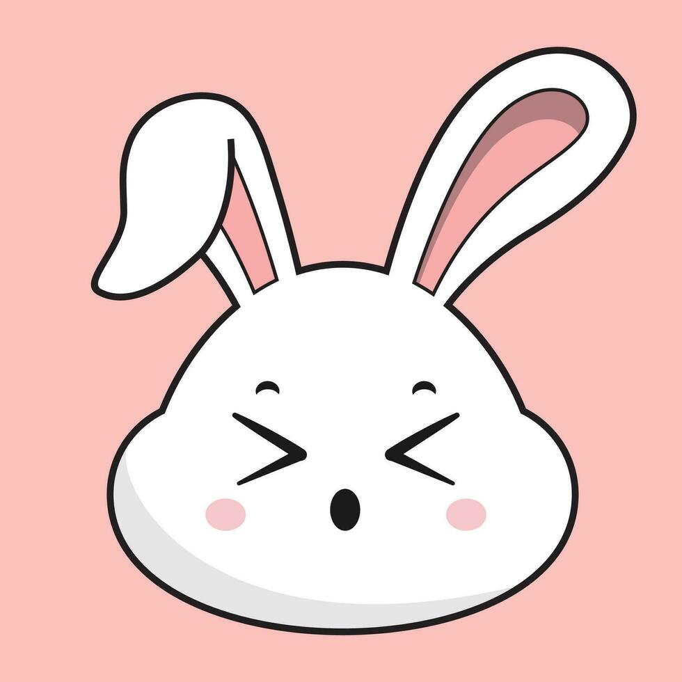 Rabbit Tired Face Bunny Head Kawaii Sticker vector