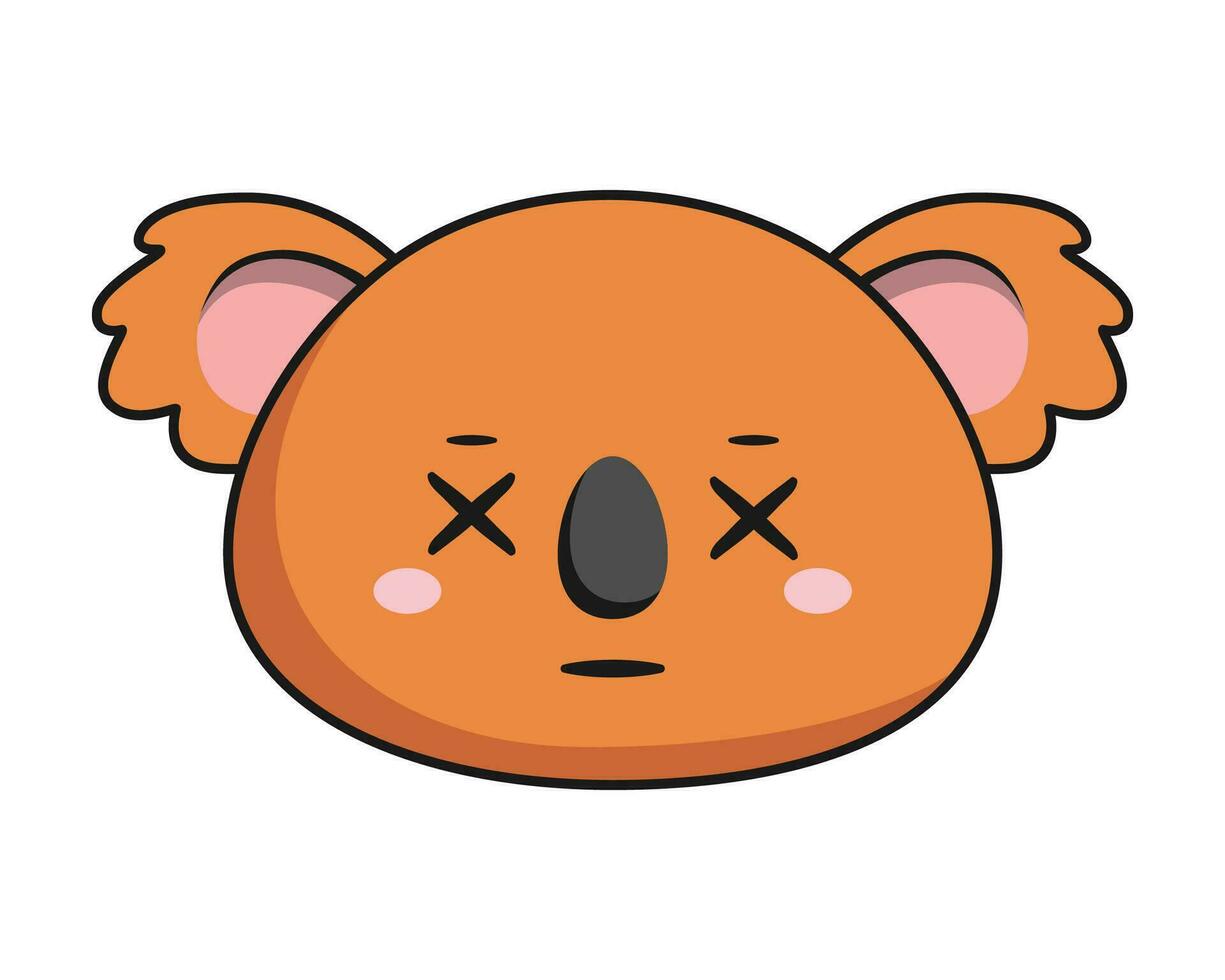 Koala Dizzy X Eyes Face Brown Koala Stiker Kawaii Isolated vector