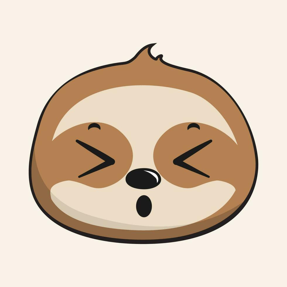 Sloth Tired Face Head Kawaii Sticker Isolated vector