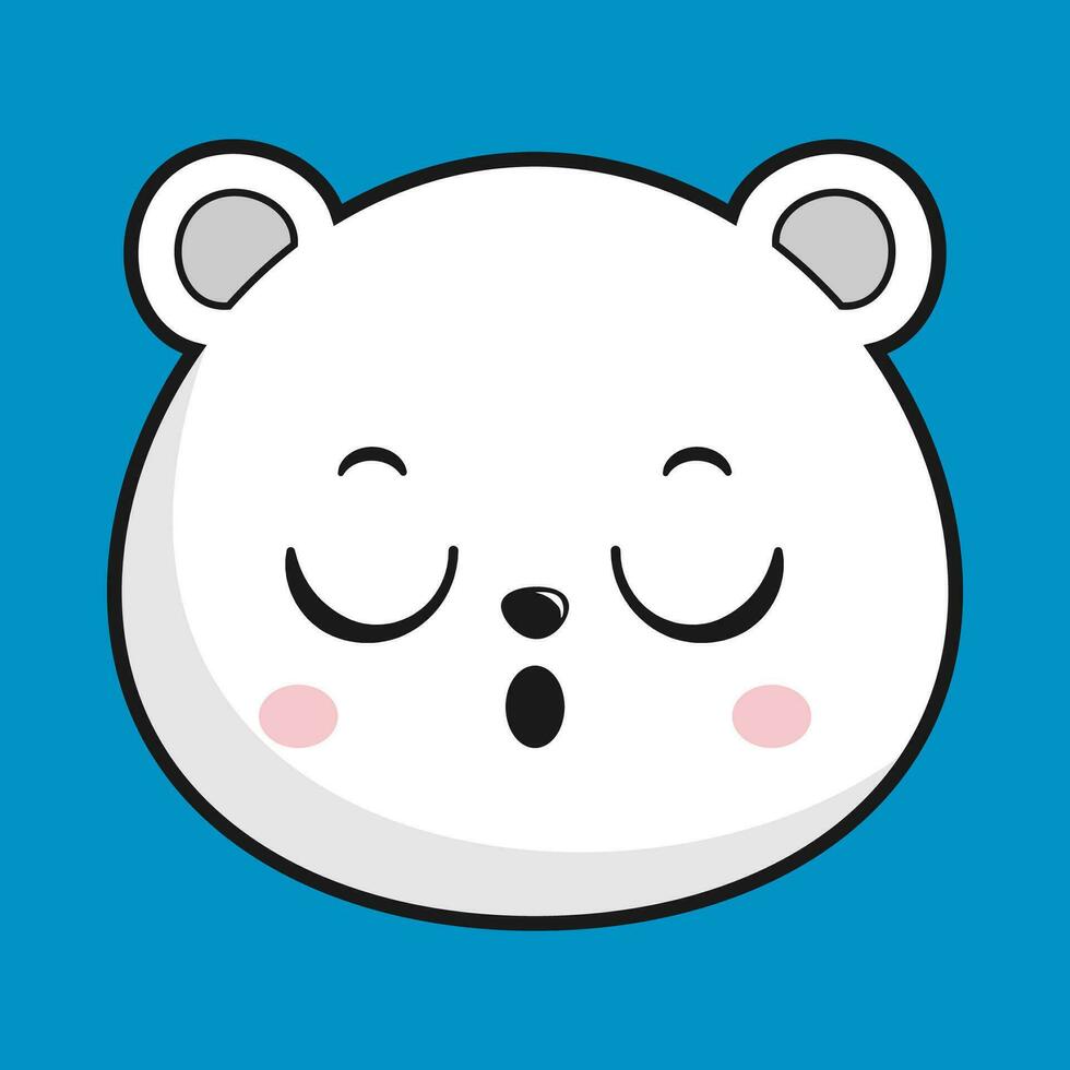 Polar Bear Relieve Face Head Kawaii Sticker Isolated vector