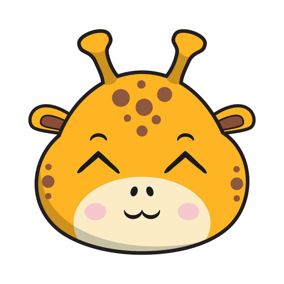 Giraffe Smile Face Sticker Emoticon Head Isolated vector