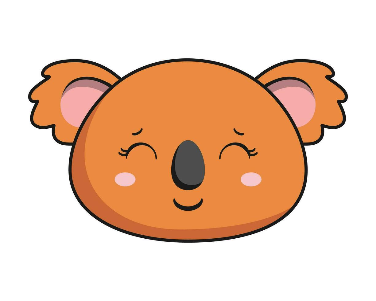 coala sonrisa cara marrón coala stiker kawaii aislado vector