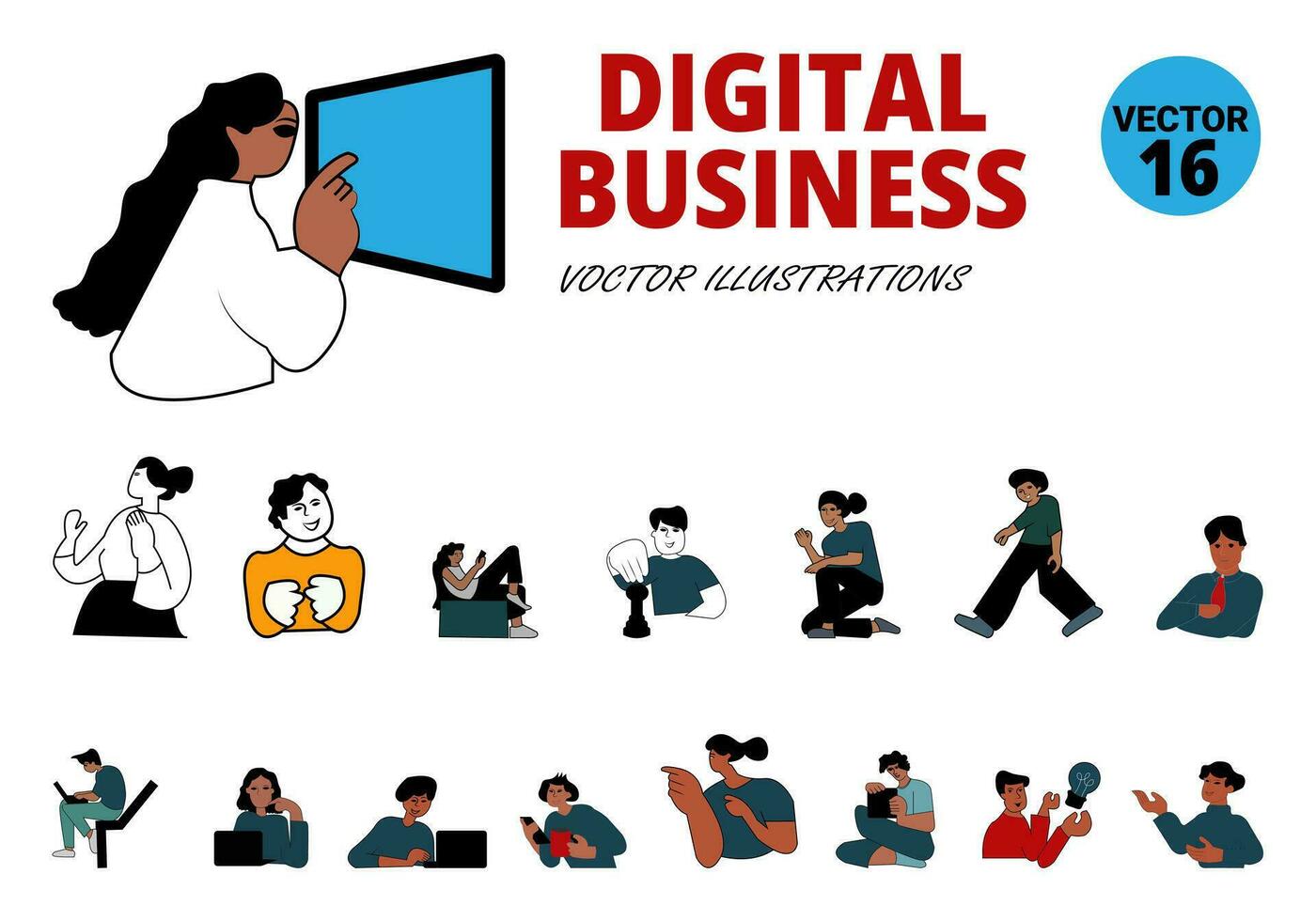 Digital Business set vector