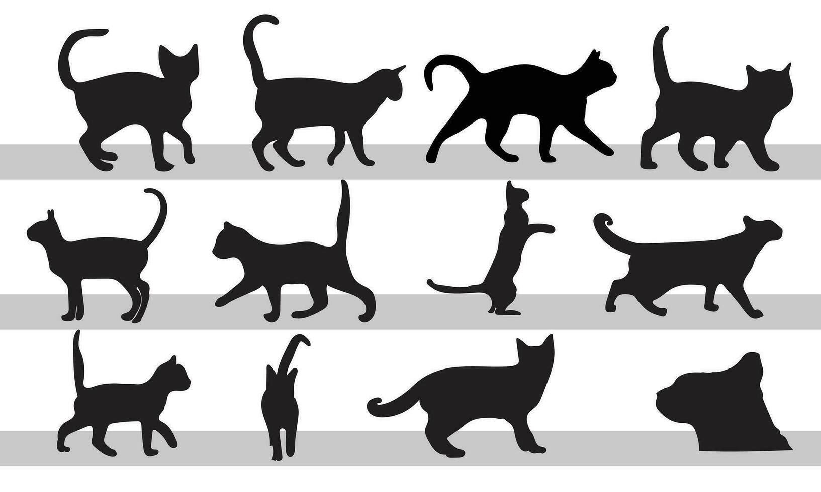 Webcat silhouette design set, Vector cats set, Cats silhouettes collection